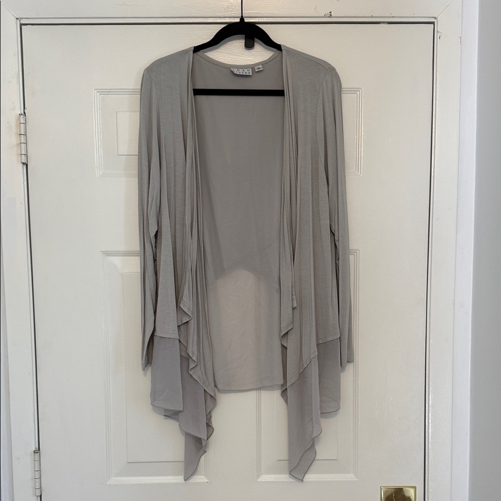 Joan Rivers Light Gray Draped Waterfall Cardigan XL NEW